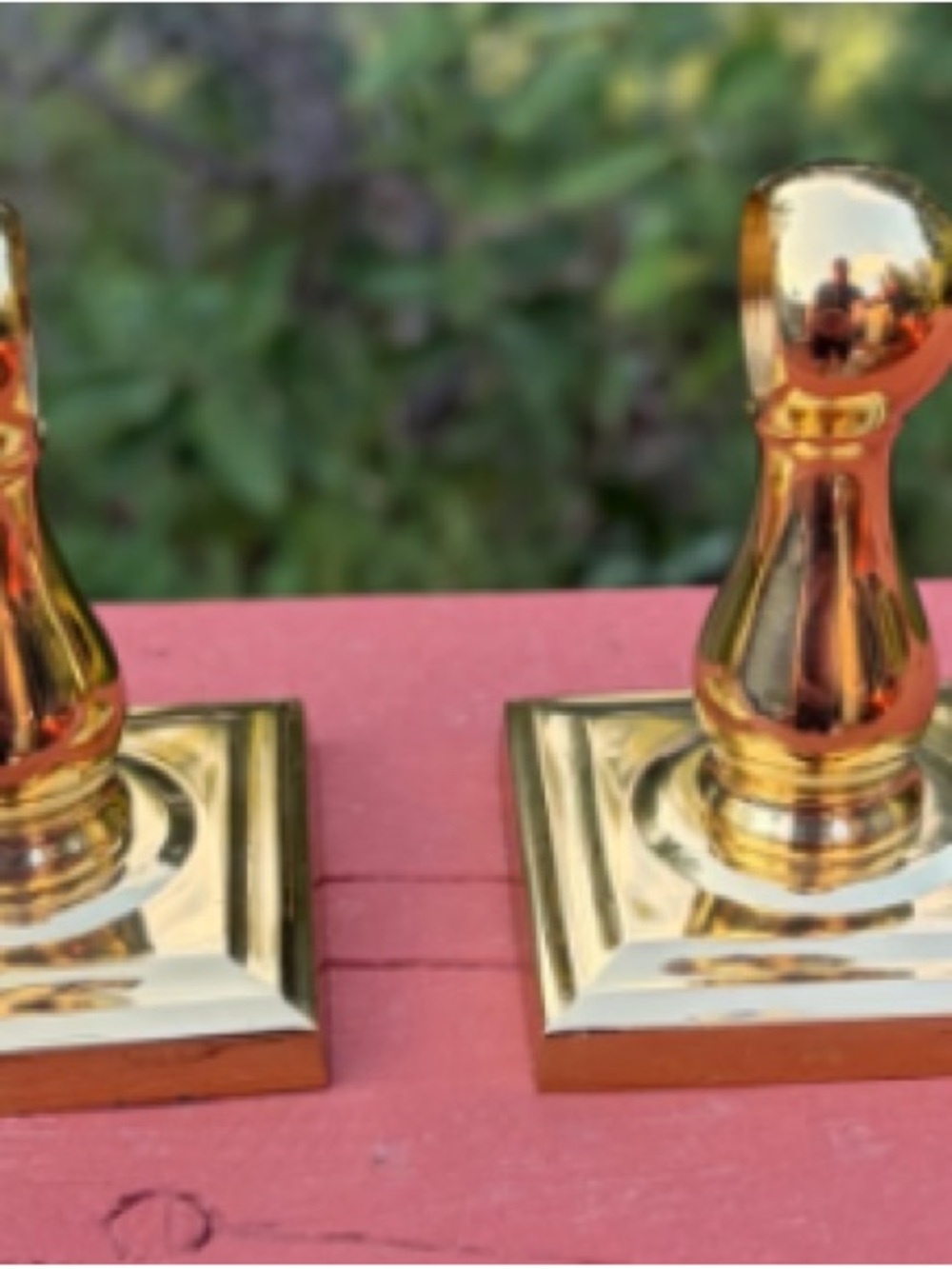 Polished Gold Candlestick Holders - Set of 2